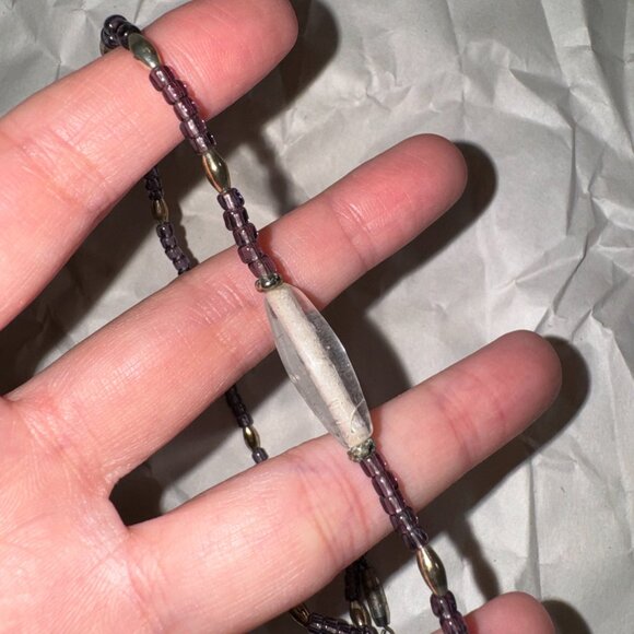 15 1/4" Purple And Clear Beaded Necklace - Picture 4 of 6